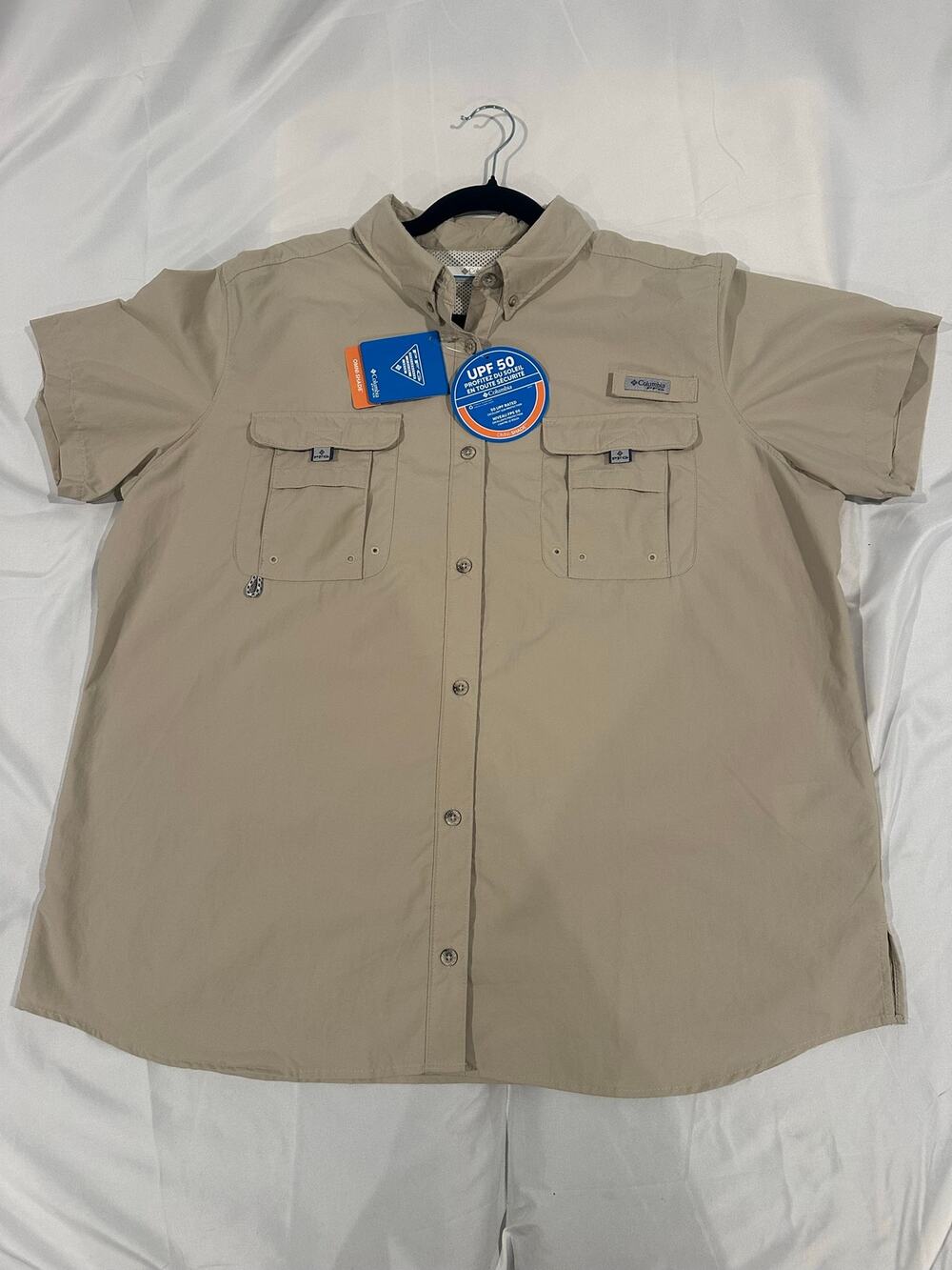 Columbia PFG Tamiami II Womens XXL Tan NWT Short Sleeve Fishing Shirt Omni-Shade